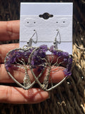 Tree of Life Heart Earrings at Pure Energy Crystals amethyst in hand