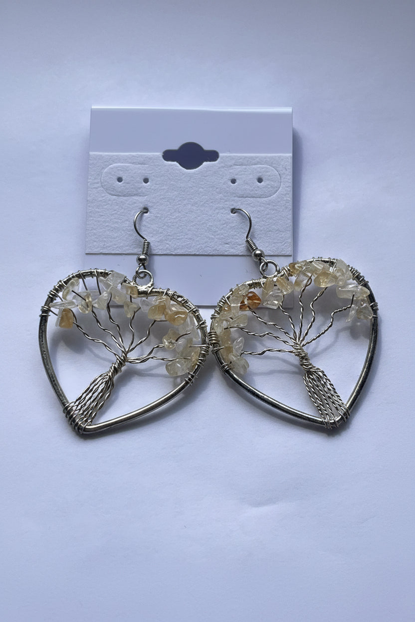 Tree of Life Heart Earrings at Pure Energy Crystals citrine