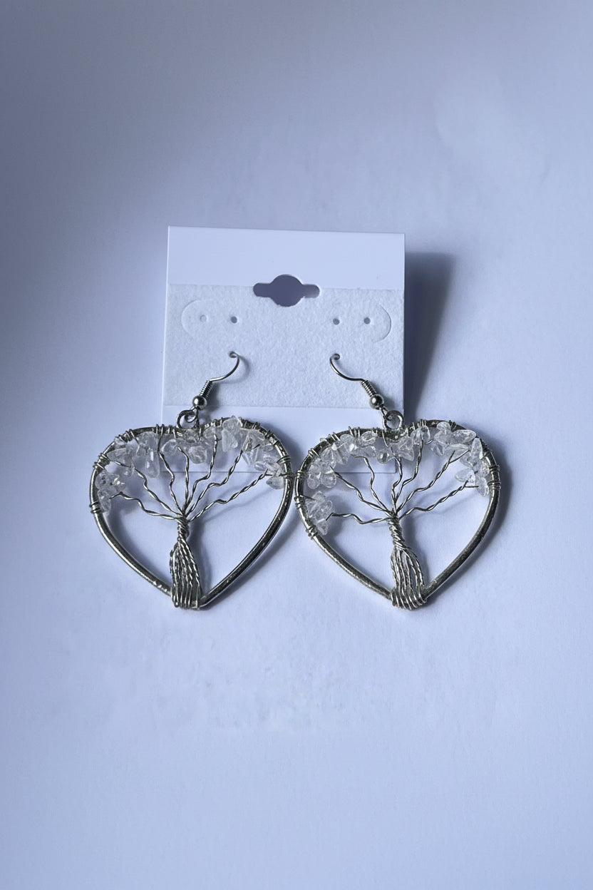 Tree of Life Heart Earrings at Pure Energy Crystals clear quartz