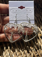 Tree of Life Heart Earrings at Pure Energy Crystals clear quartz in hand