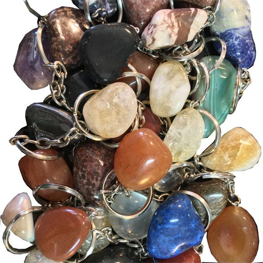 Tumble Polished Gemstone Mix Keychains