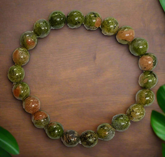 Unakite 8mm Round Bracelets