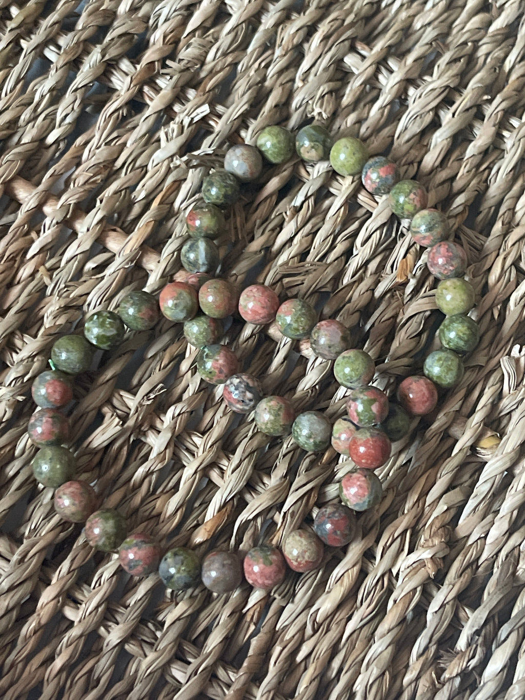 Unakite 8 mm Bracelets Pure Energy Crystals in Florida In a basket 