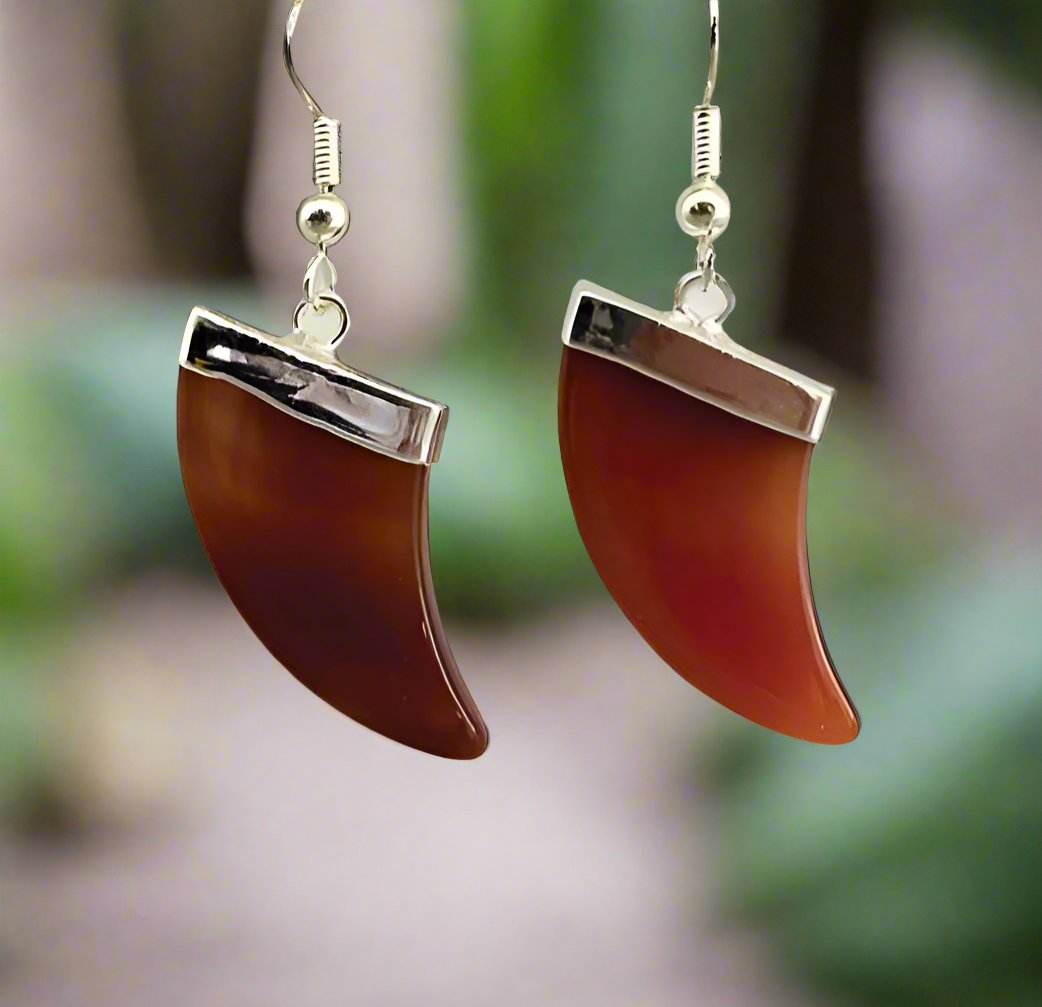 Agate Horn Silver Plated Earrings Mixed Colors