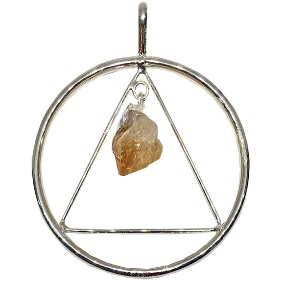 Citrine Point Triangle Silver Plated Pendants