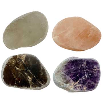 Polished Quartz, Rose Quartz, Smoky Quartz and Amethyst Crystal Ema Egg Seer Stones