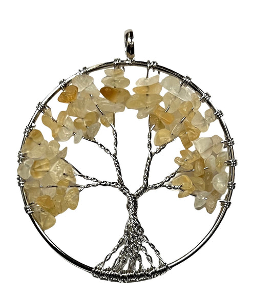 Citrine Tree of Life Pendant Approx 2 Inch Diameter