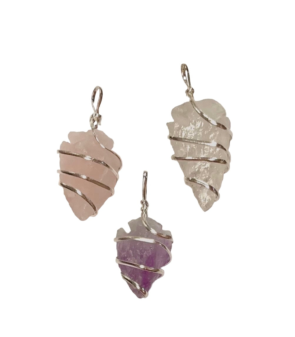 Arrowhead Silver Plated Wire Wrapped Pendants