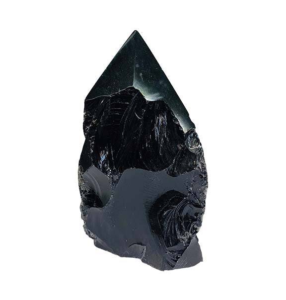 Black Obsidian Polished Points with a Flat Base