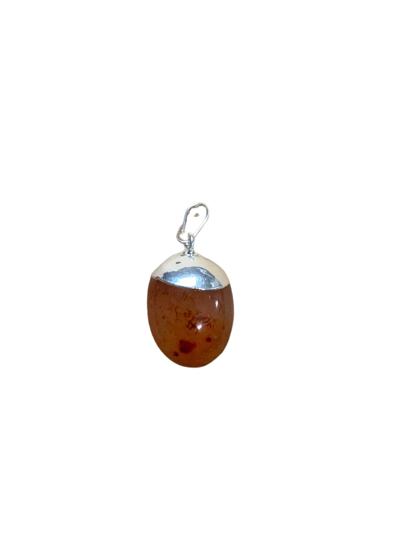 Carnelian Agate Tumbled Silver Pendants