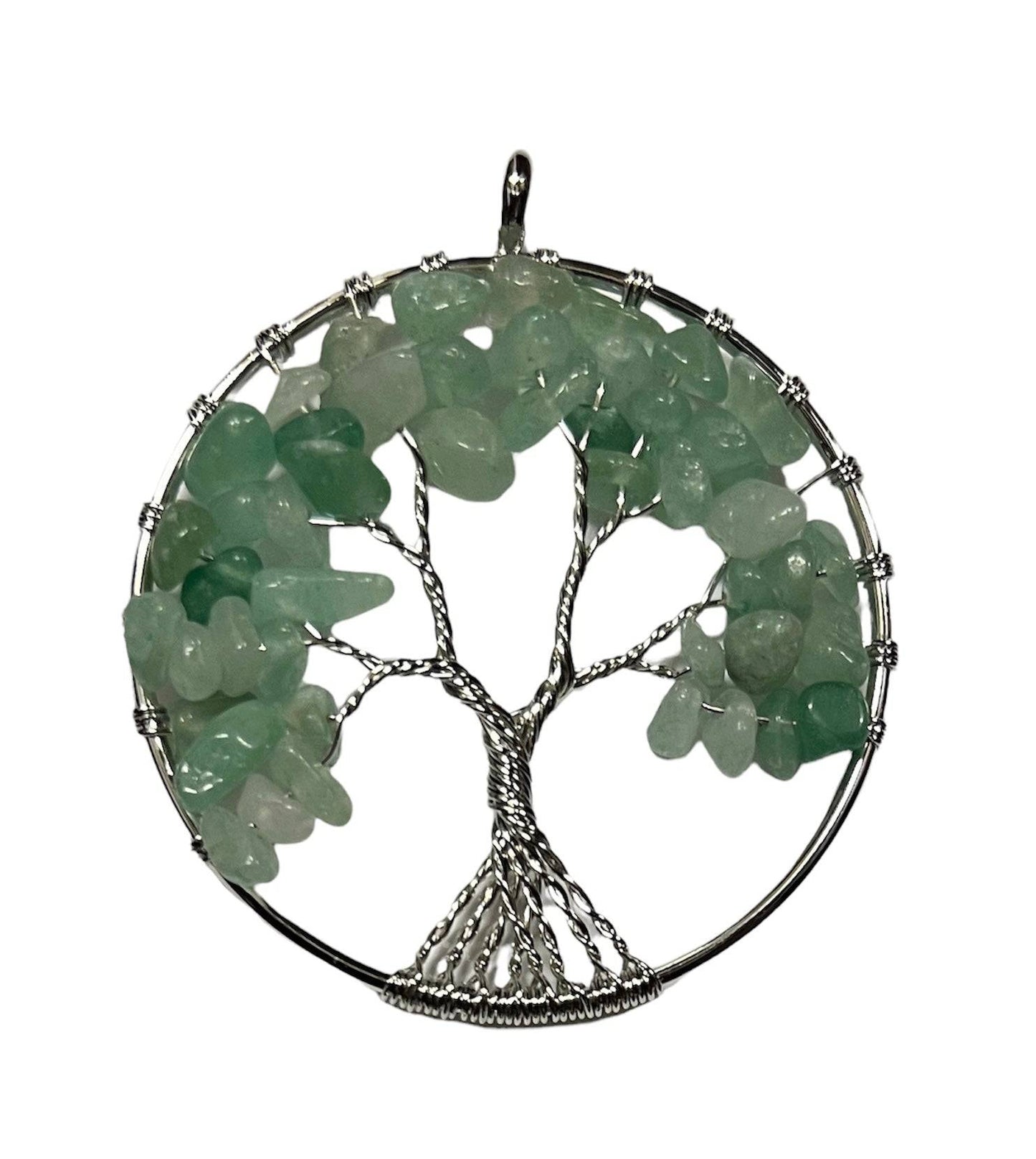 Green Aventurine Tree of Life Pendant Approx 2 Inch Diameter