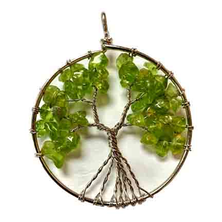 Peridot Tree of Life Pendant Approx 2 Inch Diameter