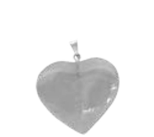 Quartz Heart Bail Pendant Approx 1 Inch Diameter