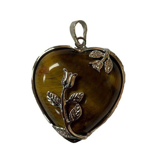 Tiger's Eye Heart Pendants Approx 1.25 Inch Diameter